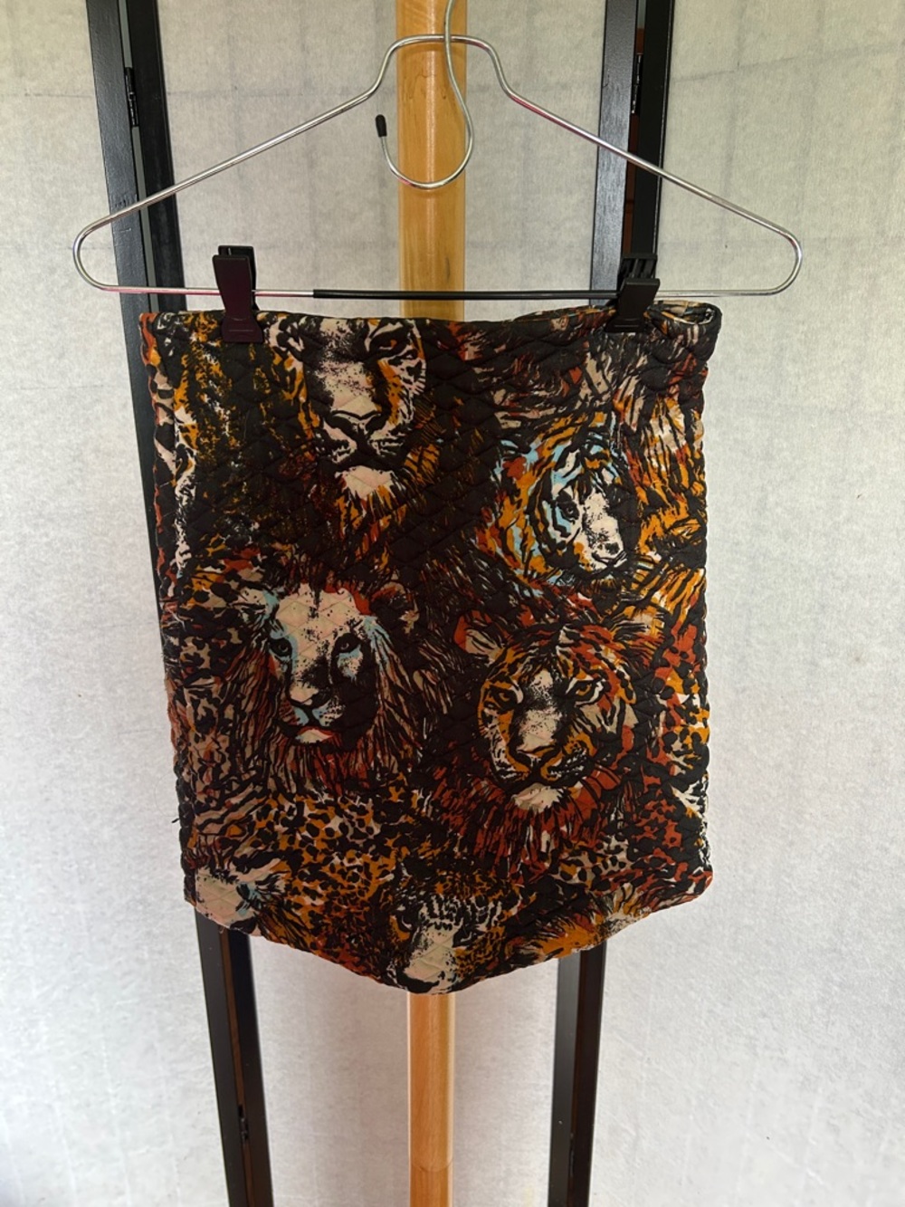 Animal Print Stretch Mini Skirt in Black & Brown